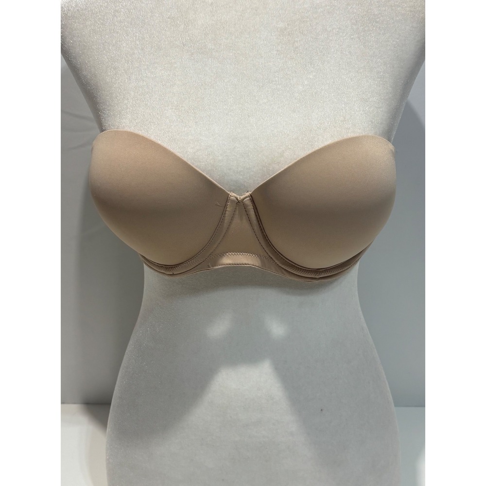 Pink Victoria's Secret Strapless Bra Women 34C Tan Nude Underwire Padded Smooth